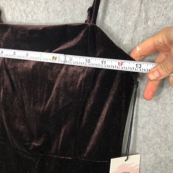 Y2K‎ 90s Crystal Sky Dress Small Brown Velvet Velour Whimsigoth Feminine Witchy - Picture 4 of 10